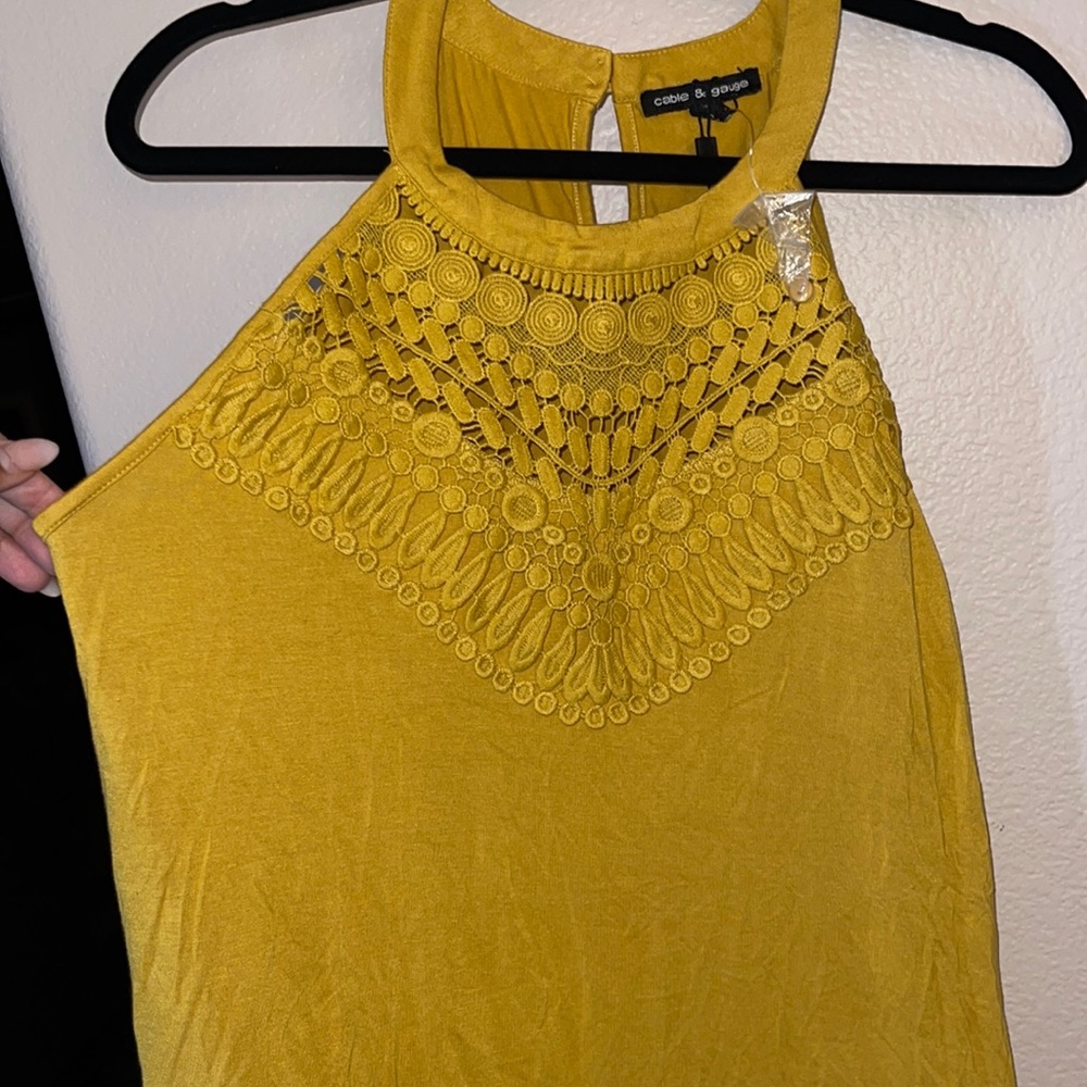 NWOT Yellow high-neck Tank w/ design